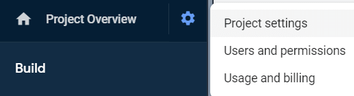 Firebase Webhook Integration - Opening Project Settings in Firebase Console